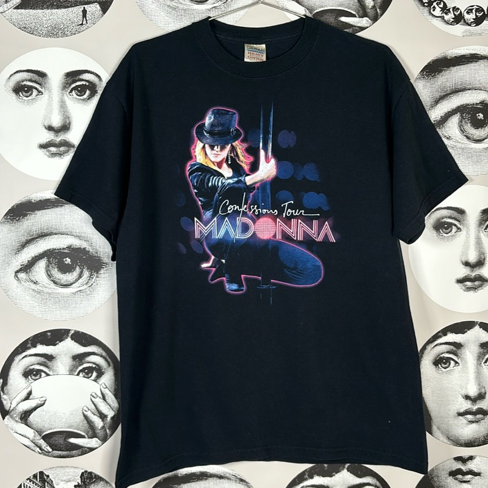 Madonna Confessions Black Short Sleeve 2006 Concert Tour Tee, Sz L🪩🎤